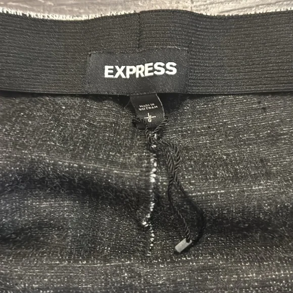 Express black white lightweight tweed elastic waist pencil skirt stretch L - Picture 4 of 5